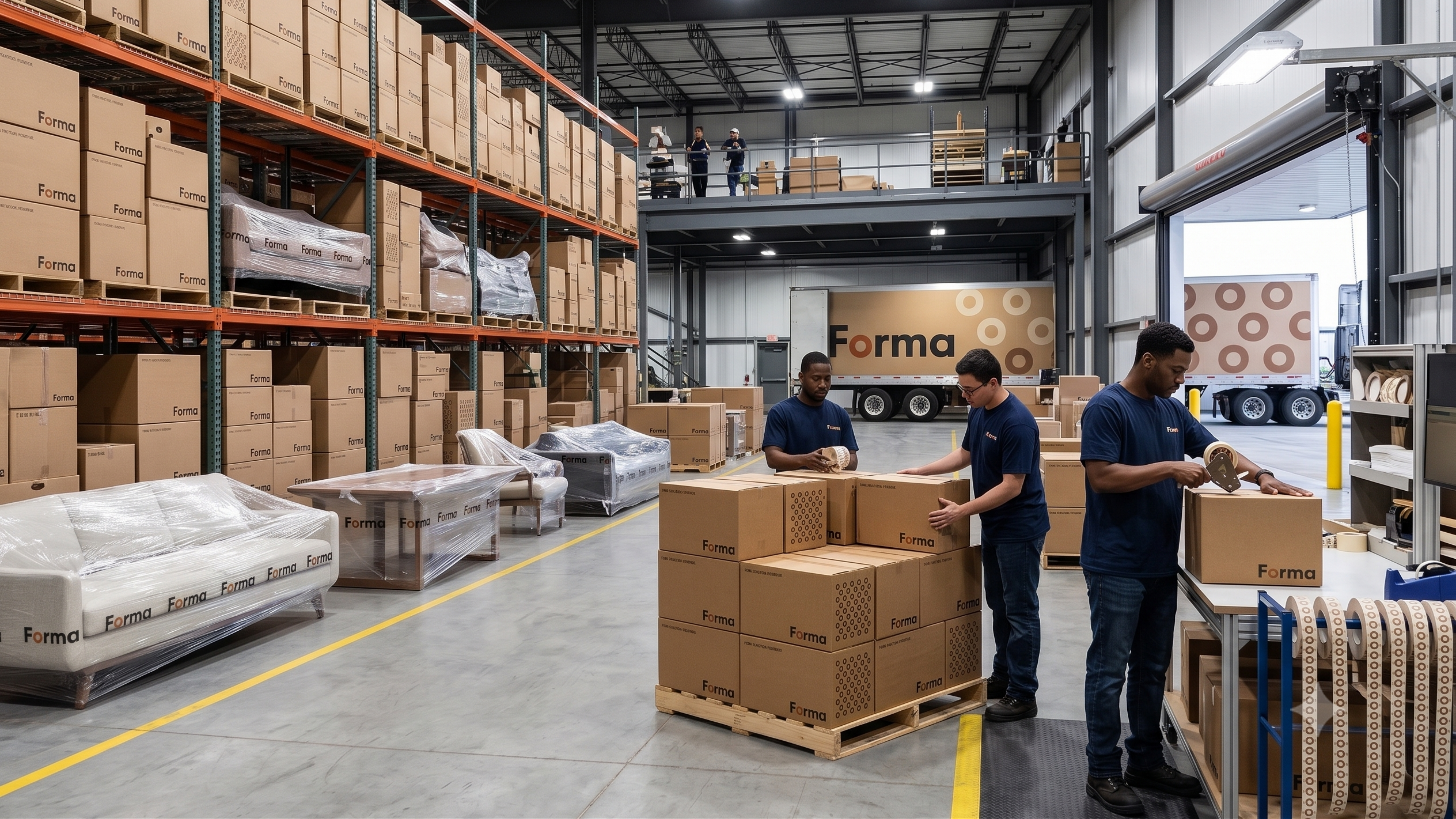 Forma warehouse team assembling packages