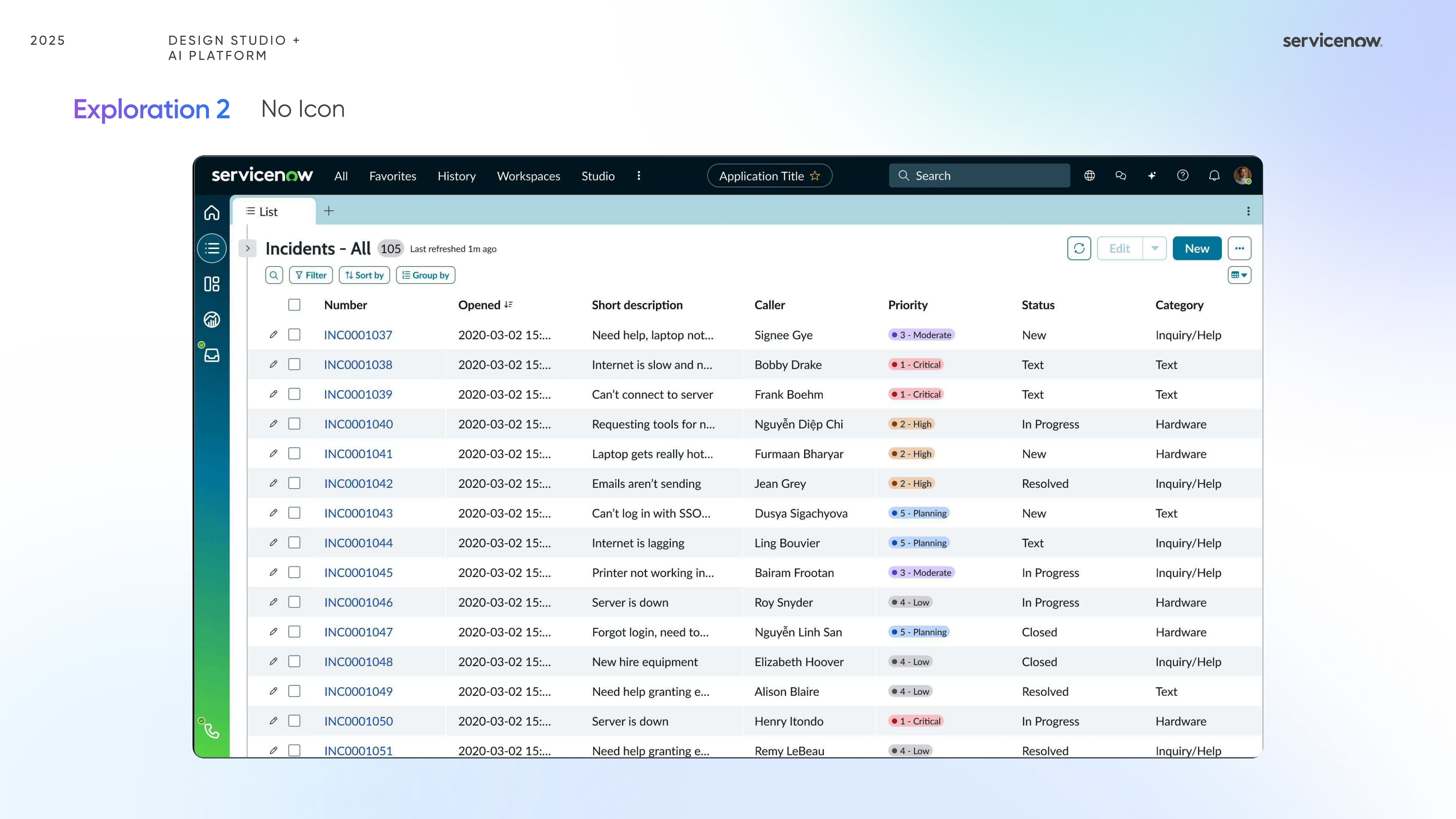 Column Pinning exploration two showing no icon direction